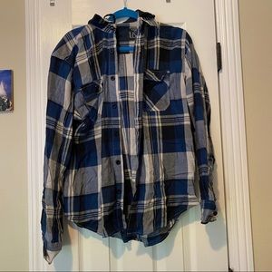Flannel shirt with hood